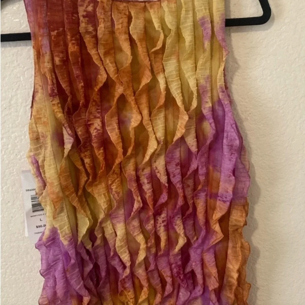 Sunny Leigh Textured Ruffle Tank Top Multicolor NWT Size Large - Picture 4 of 8